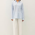 Tilda Hairline Stripe Button Down Shirt - Chambray