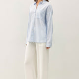 Tilda Hairline Stripe Button Down Shirt - Chambray