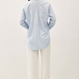 Tilda Hairline Stripe Button Down Shirt - Chambray