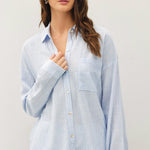 Tilda Hairline Stripe Button Down Shirt - Chambray