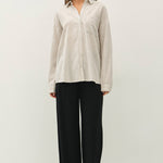 Tilda Hairline Stripe Button Down Shirt - Khaki