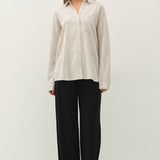 Tilda Hairline Stripe Button Down Shirt - Khaki