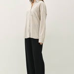 Tilda Hairline Stripe Button Down Shirt - Khaki