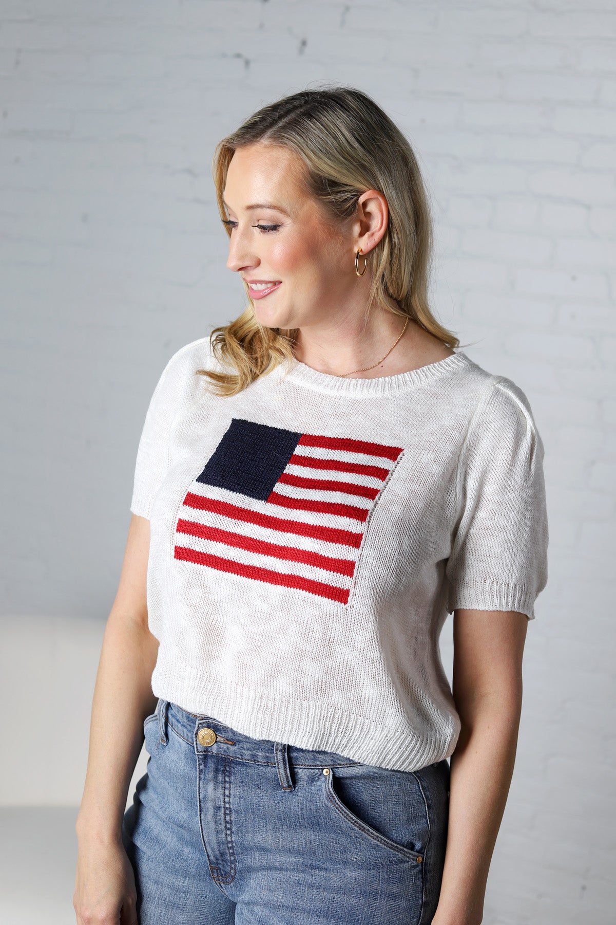 Tindra American Flag Short Sleeve Top