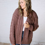 Tinsley Chunky Cable Knit Cardigan - Choco