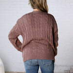 Tinsley Chunky Cable Knit Cardigan - Choco