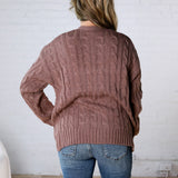 Tinsley Chunky Cable Knit Cardigan - Choco