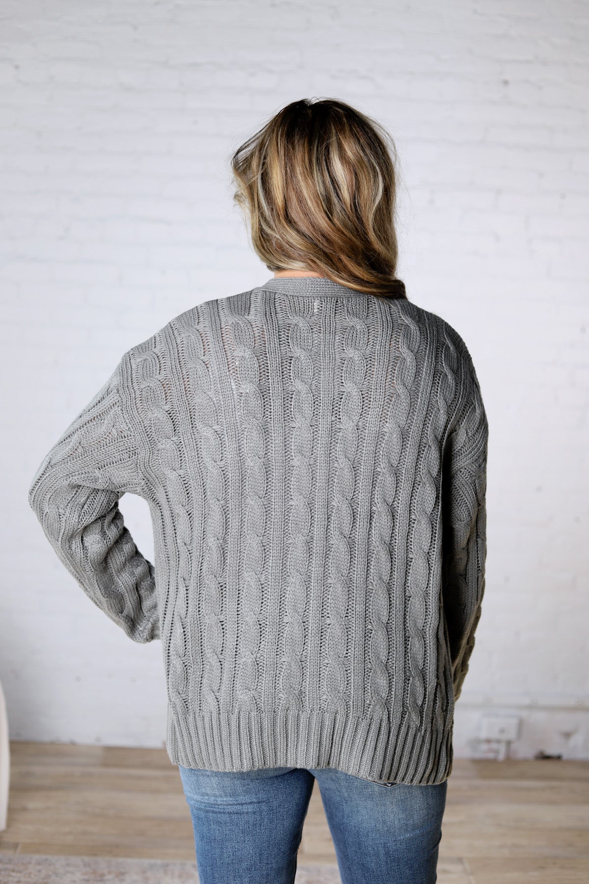 Tinsley Chunky Cable Knit Cardigan - Spruce