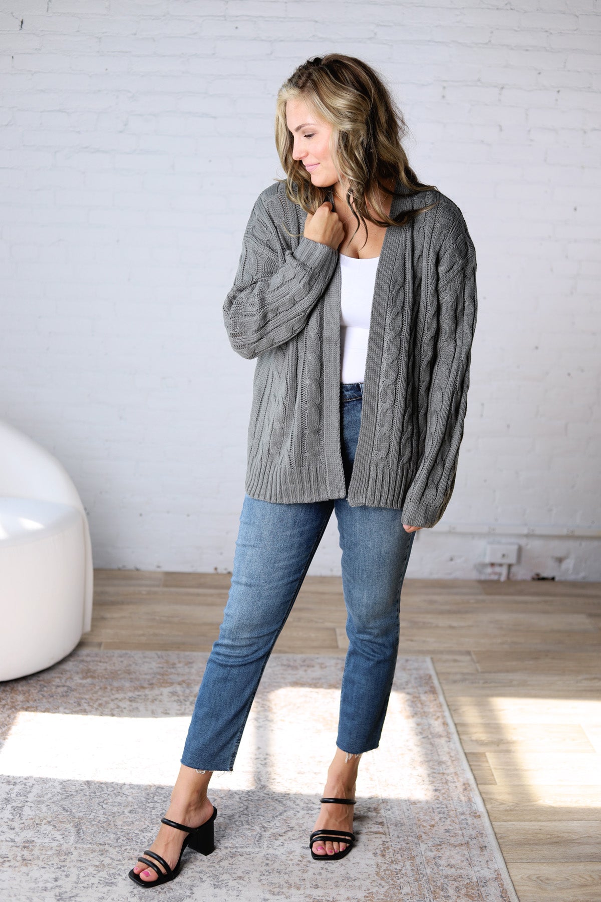 Tinsley Chunky Cable Knit Cardigan - Spruce