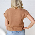 Tinsley Short Sleeve Crew Neck Sweater - Deep Camel