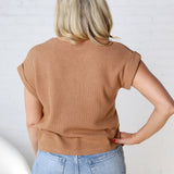 Tinsley Short Sleeve Crew Neck Sweater - Deep Camel