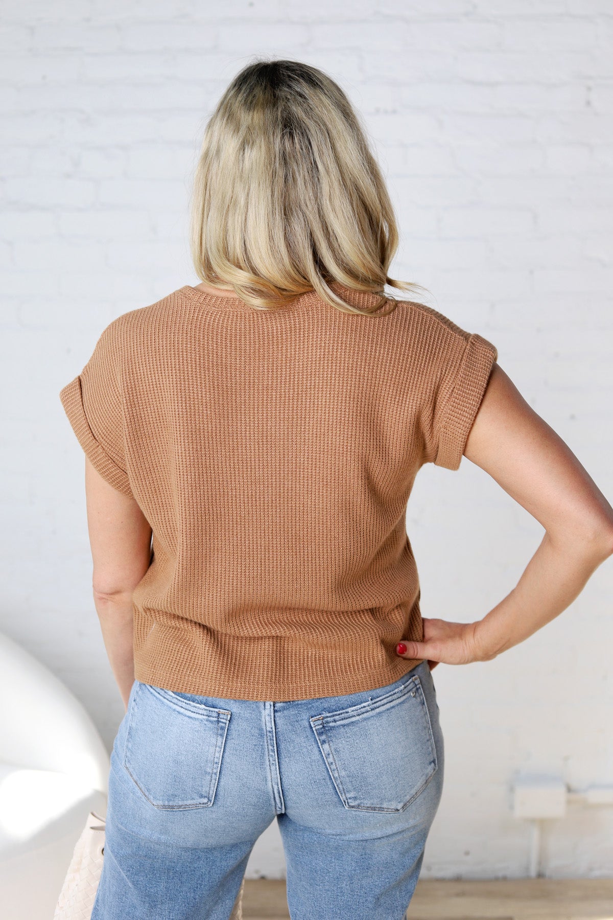 Tinsley Short Sleeve Crew Neck Sweater - Deep Camel