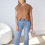 Tinsley Short Sleeve Crew Neck Sweater - Deep Camel