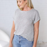 Tisha Round Neck Short Sleeve Top - H Grey