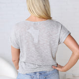 Tisha Round Neck Short Sleeve Top - H Grey