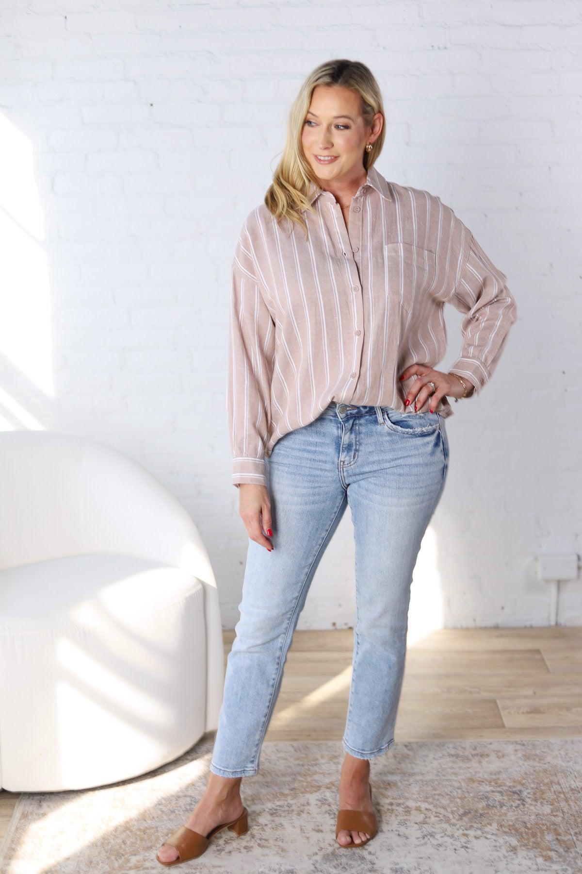 Tommi Oversize Stripe Linen Shirt