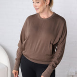 Tonia Brushed Dolman Crew Neck - Java