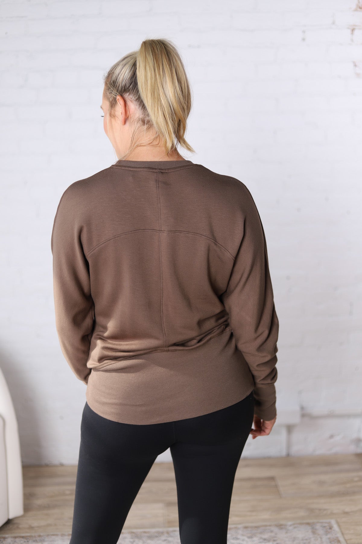 Tonia Brushed Dolman Crew Neck - Java