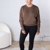 Tonia Brushed Dolman Crew Neck - Java