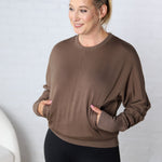 Tonia Brushed Dolman Crew Neck - Java