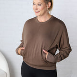 Tonia Brushed Dolman Crew Neck - Java