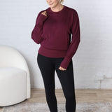 Tonia Brushed Dolman Crew Neck - Plum