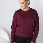 Tonia Brushed Dolman Crew Neck - Plum