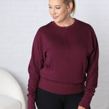 Tonia Brushed Dolman Crew Neck - Plum