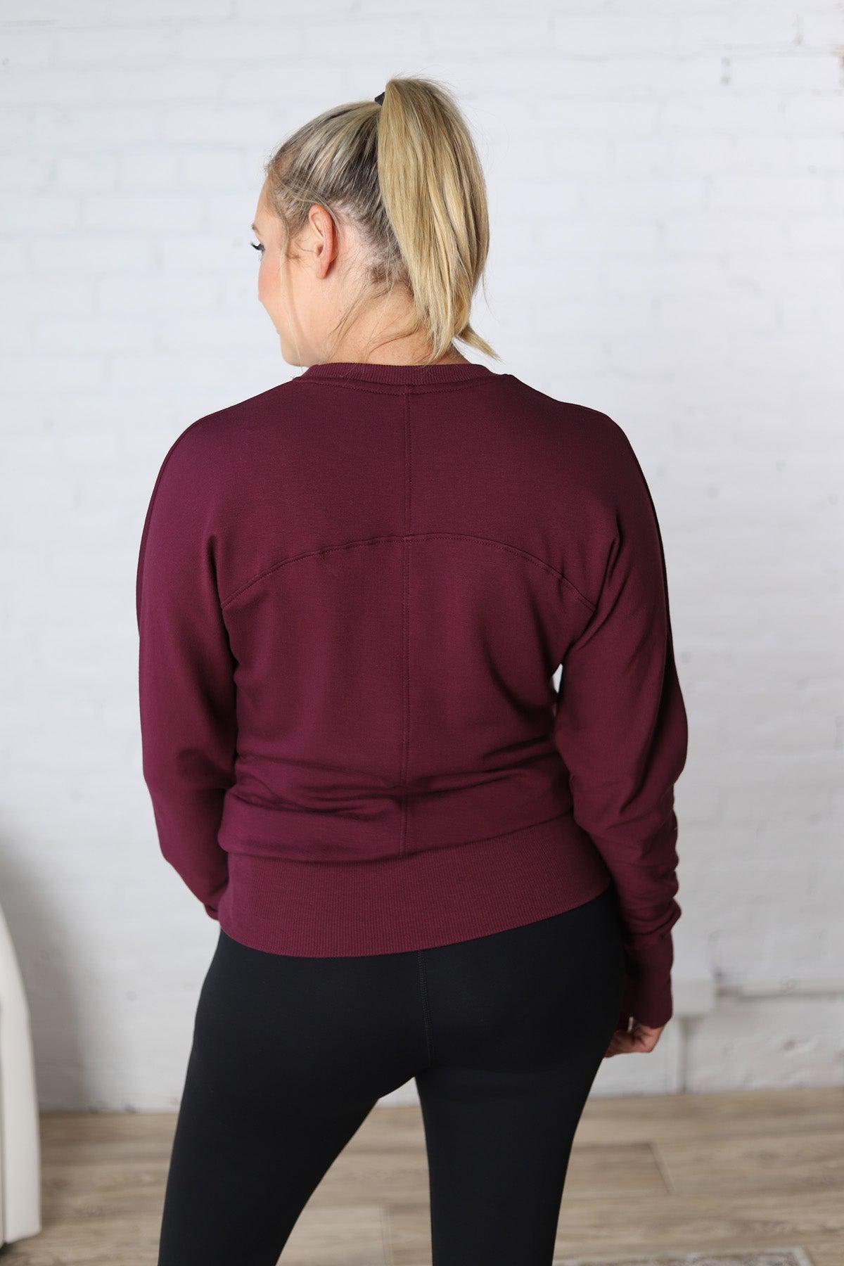 Tonia Brushed Dolman Crew Neck - Plum