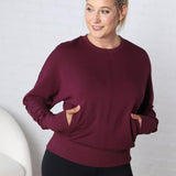 Tonia Brushed Dolman Crew Neck - Plum