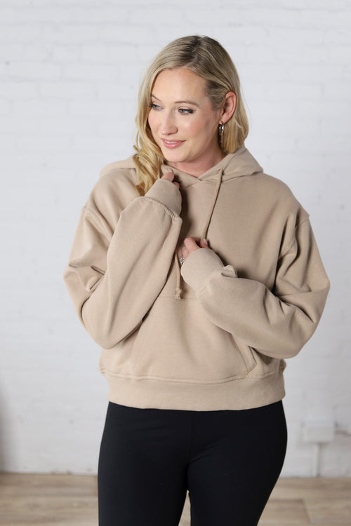 Tora French Terry Hooded Sweatshirt - Taupe