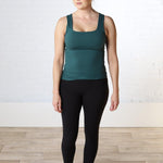 Toula Butter Soft Square Neckline Tank Top - Green Jasper - FINAL SALE