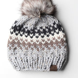 Tova Fair Isle Beanie | Grey Marble + Taupe | Adult