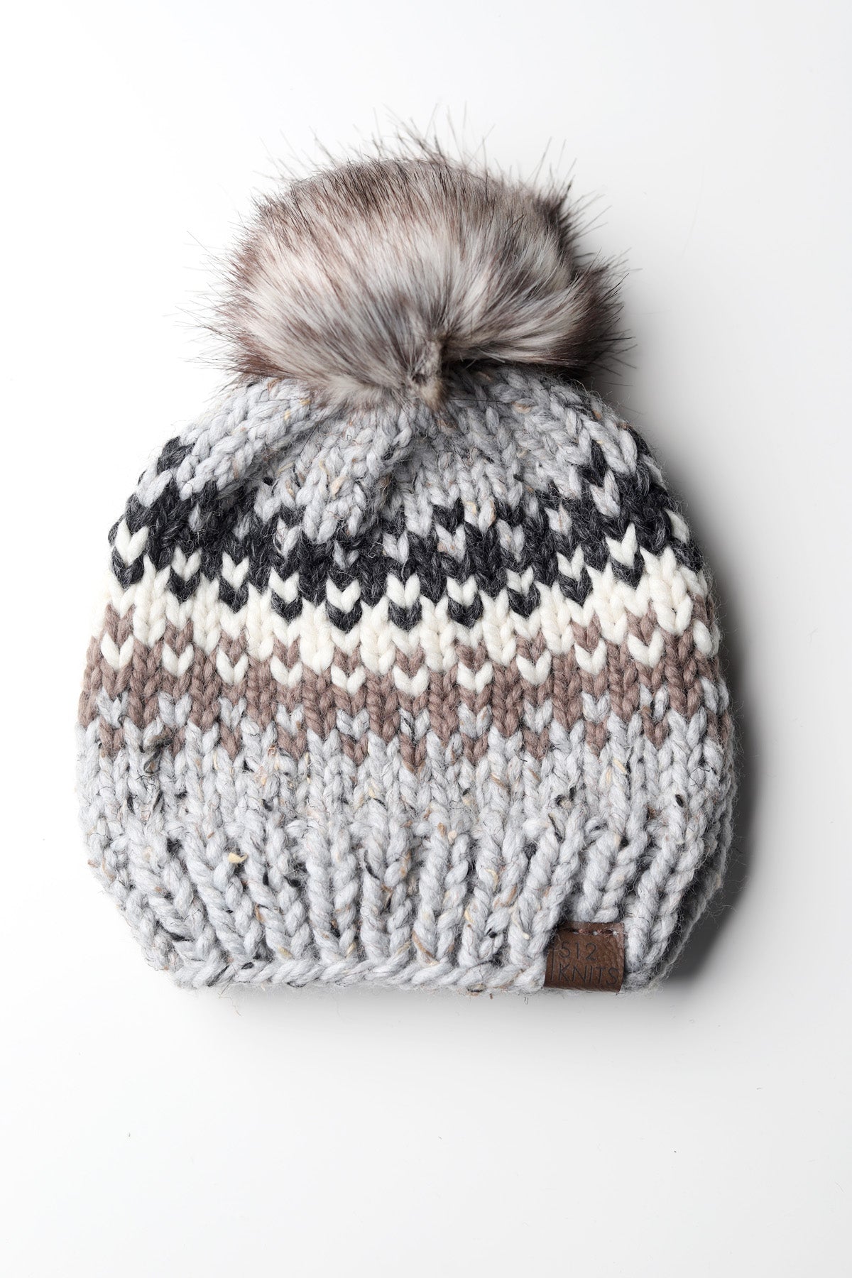 Tova Fair Isle Beanie | Grey Marble + Taupe | Adult