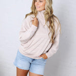 Townes Modal Luxe Stripe Quarter Zip - Mocha/Cream