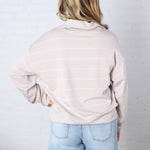 Townes Modal Luxe Stripe Quarter Zip - Mocha/Cream