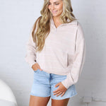 Townes Modal Luxe Stripe Quarter Zip - Mocha/Cream