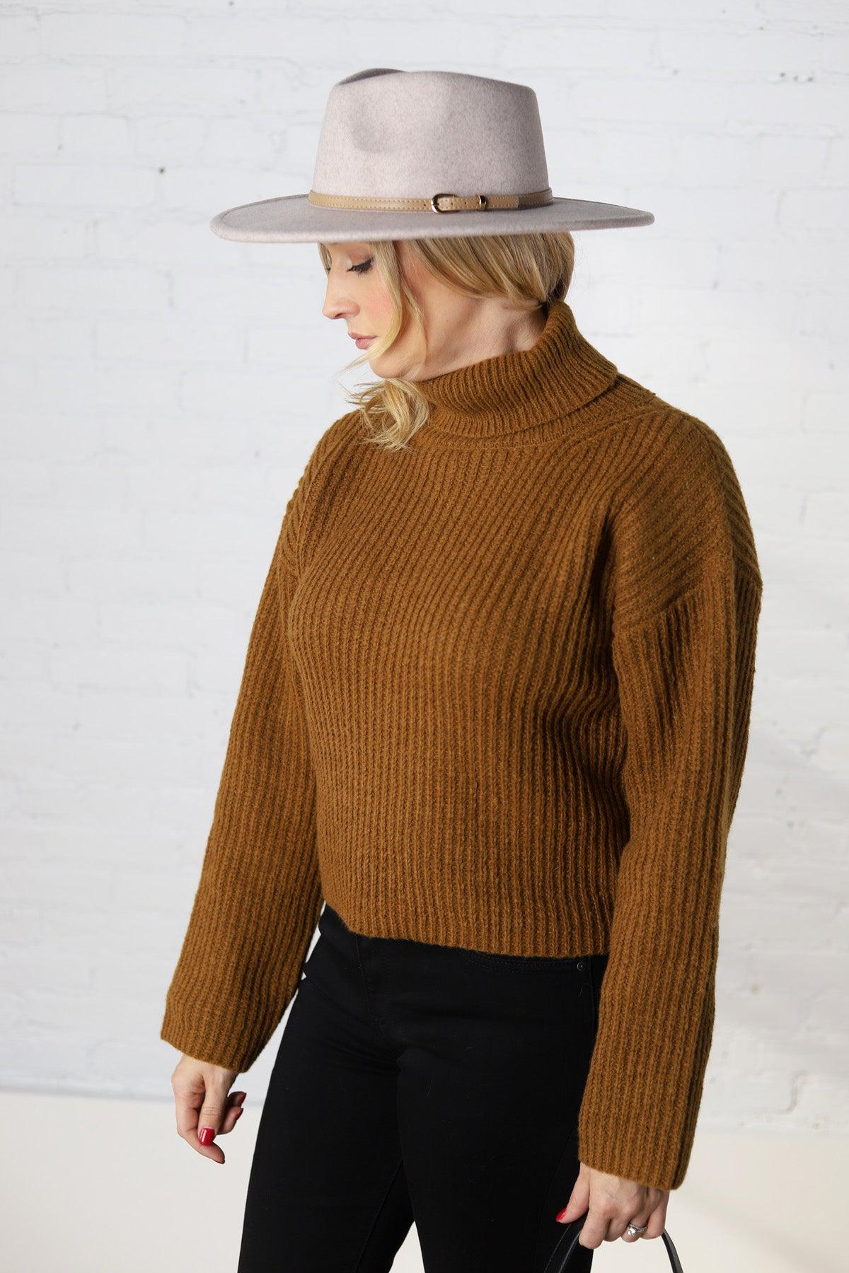 Trina Turtleneck Sweater - Brown - Final Sale
