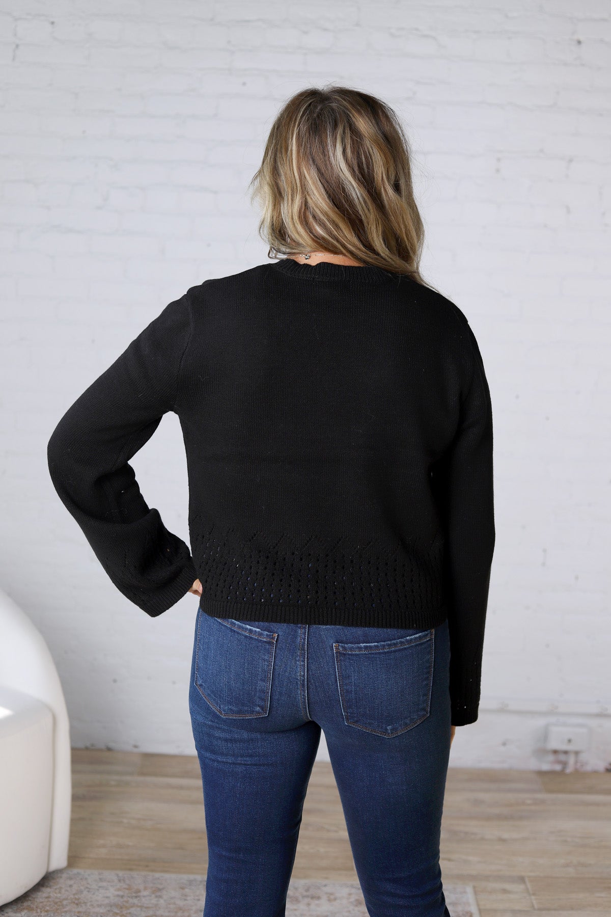 Trinity Eyelet Detailed Sweater - Black