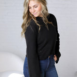 Trinity Eyelet Detailed Sweater - Black FINAL SALE