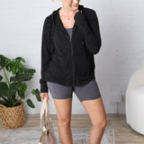 Trista Soft Athletic Hoodie Zip-Up - Black - FINAL SALE