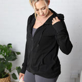 Trista Soft Athletic Hoodie Zip-Up - Black - FINAL SALE