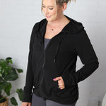 Trista Soft Athletic Hoodie Zip-Up - Black - FINAL SALE