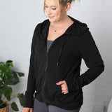 Trista Soft Athletic Hoodie Zip-Up - Black - FINAL SALE