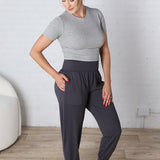 Troy High Waist Band Jogger Pants - Charcoal