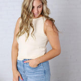 Tulia Lightweight Boatneck Sweater Tank - Butter