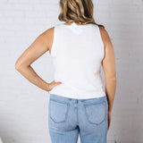 Tulia Lightweight Boatneck Sweater Tank - White FINAL SALE
