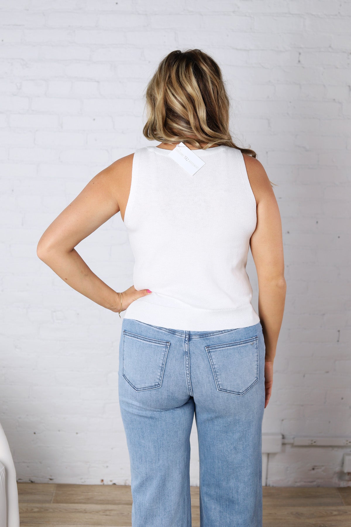 Tulia Lightweight Boatneck Sweater Tank - White FINAL SALE