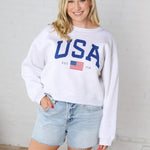 USA Est 1776 Graphic Sweatshirt - White Heather