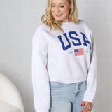 USA Est 1776 Graphic Sweatshirt - White Heather